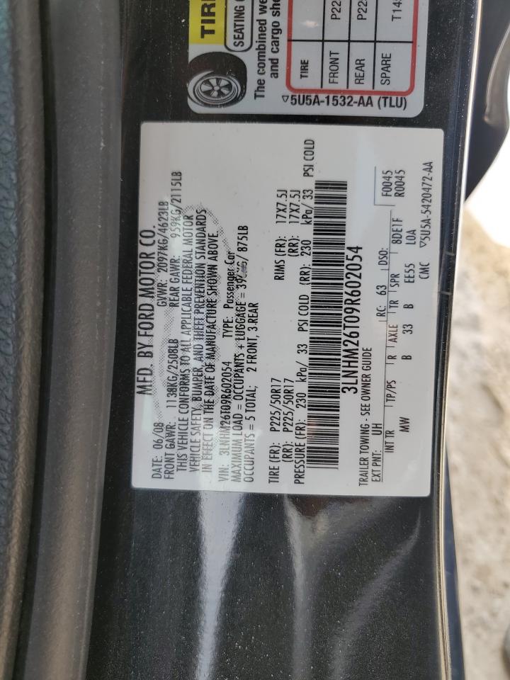 2009 Lincoln Mkz VIN: 3LNHM26T09R602054 Lot: 61858755