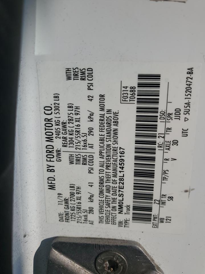 2020 Ford Transit Connect Van VIN: NM0LS7E28L1459167 Lot: 62358995