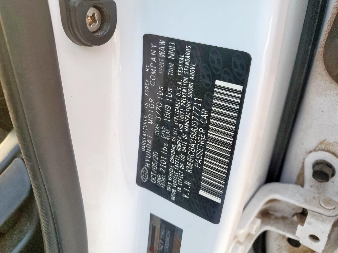 2021 Hyundai Venue Sel VIN: KMHRC8A39MU077711 Lot: 62075505