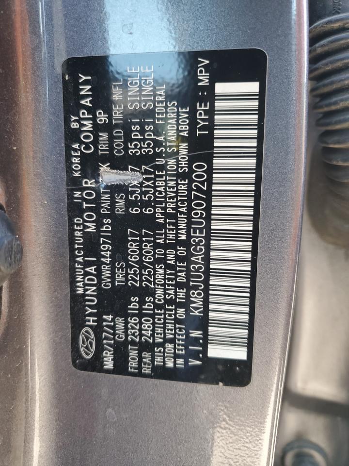 2014 Hyundai Tucson Gls VIN: KM8JU3AG3EU907200 Lot: 59538755
