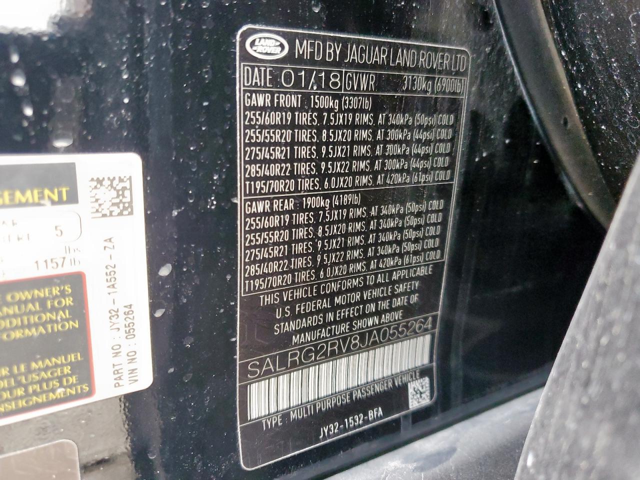 2018 Land Rover Discovery Se VIN: SALRG2RV8JA055264 Lot: 62273185