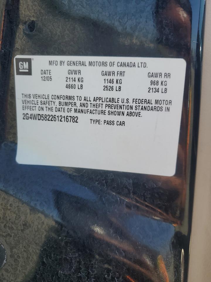 2006 Buick Lacrosse Cxl VIN: 2G4WD582261216782 Lot: 62404415