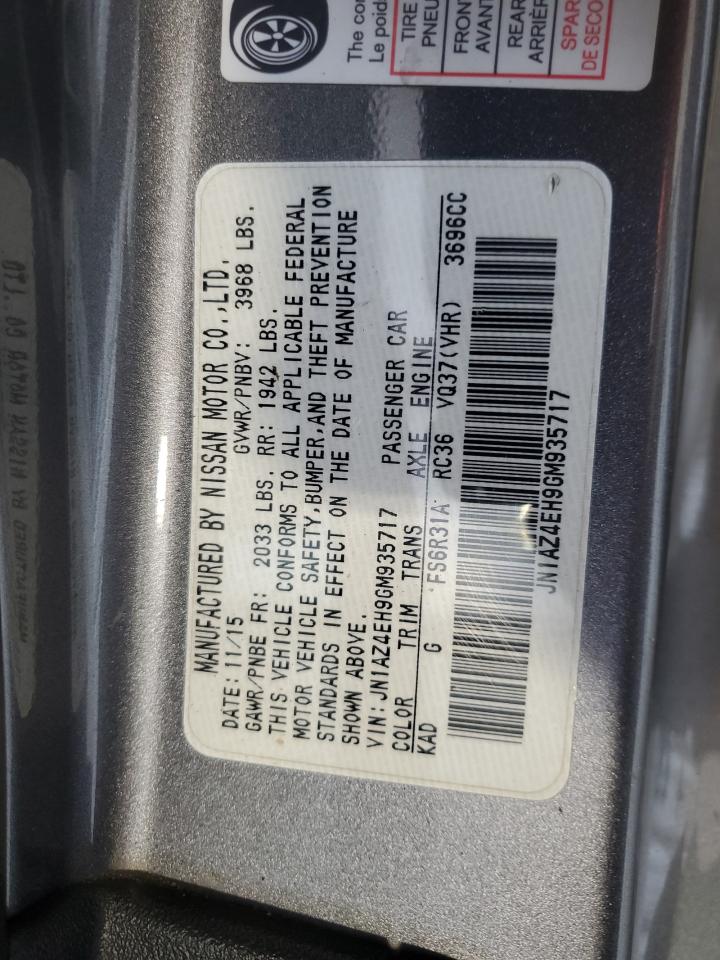 2016 Nissan 370Z Base VIN: JN1AZ4EH9GM935717 Lot: 62219445