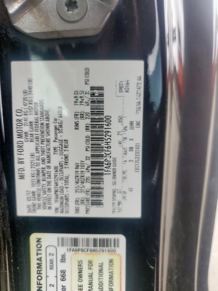 1FA6P8CF6H5291600 FORD MUSTANG 2017