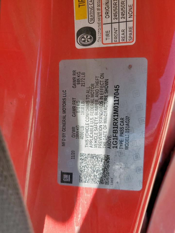 1G1FB1RX1M0117045 CHEVROLET CAMARO 2021