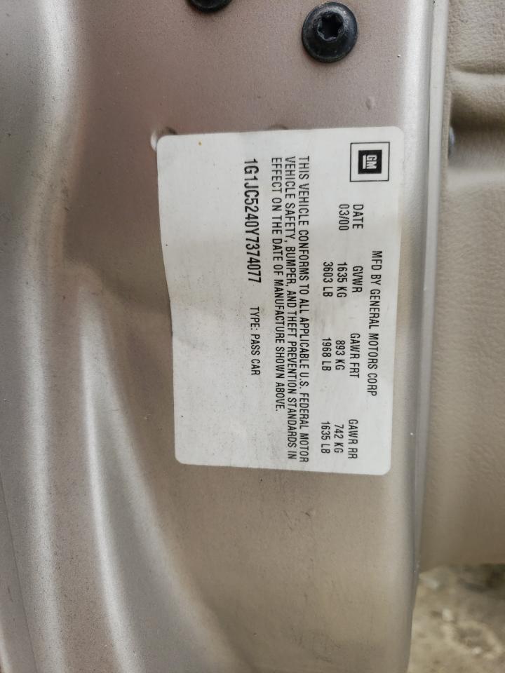 1g1jc5240y7374077 1G1JC5240Y7374077 2000 Chevrolet Cavalier