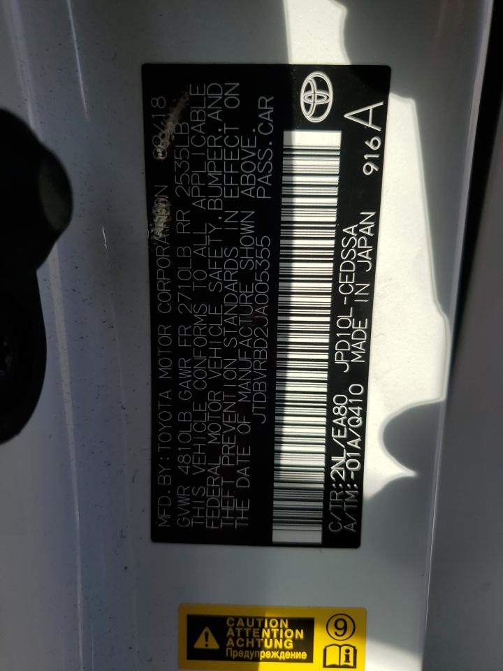 2018 Toyota Mirai VIN: JTDBVRBD2JA005355 Lot: 62415085