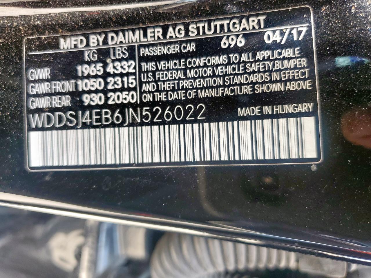2018 Mercedes-Benz Cla 250 VIN: WDDSJ4EB6JN526022 Lot: 60141745
