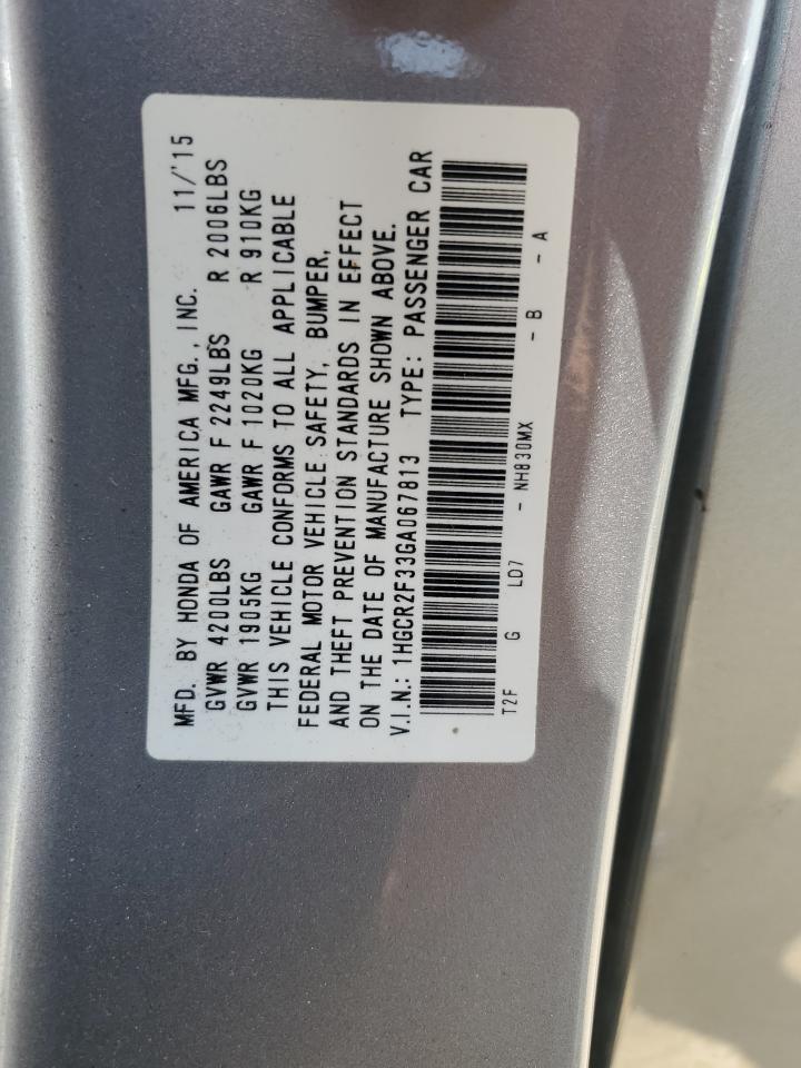 HONDA ACCORD 2016 VIN 1HGCR2F33GA067813 фото 13
