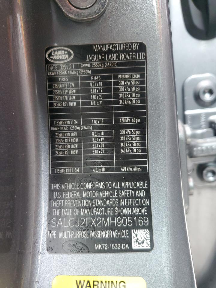2021 Land Rover Discovery Sport S VIN: SALCJ2FX2MH905169 Lot: 59945705
