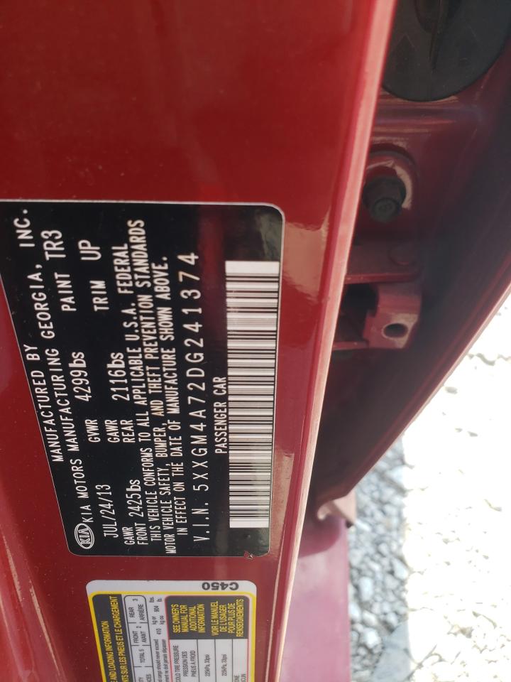 2013 Kia Optima Lx VIN: 5XXGM4A72DG241374 Lot: 62012145