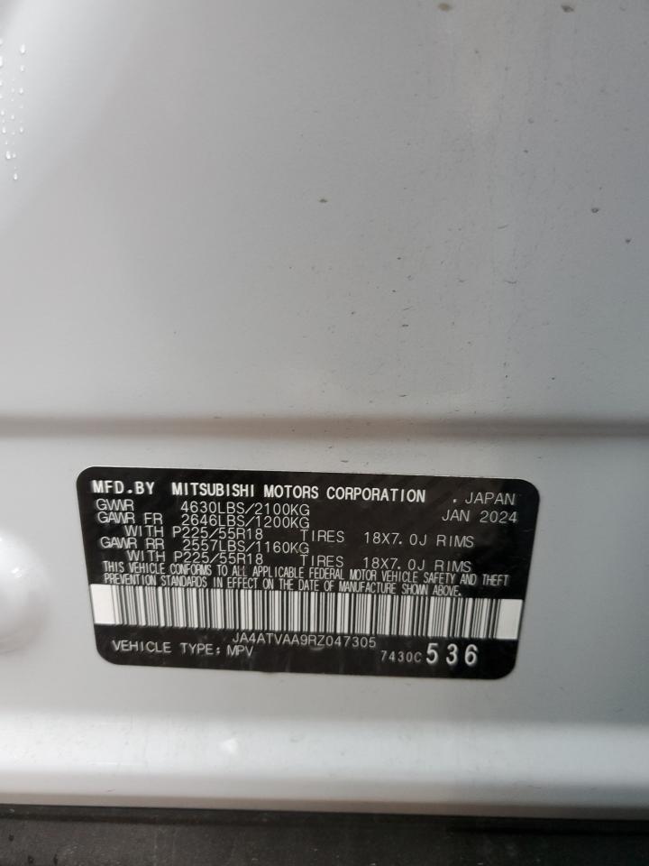 2024 Mitsubishi Eclipse Cross Le VIN: JA4ATVAA9RZ047305 Lot: 62450215
