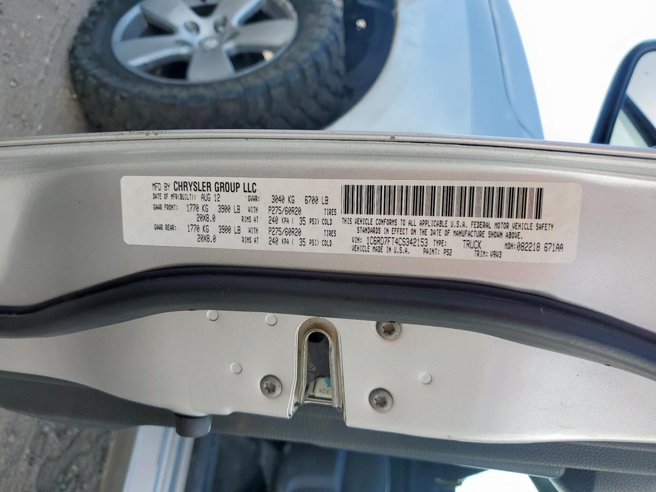 2012 Dodge Ram 1500 St VIN: 1C6RD7FT4CS342153 Lot: 62348175