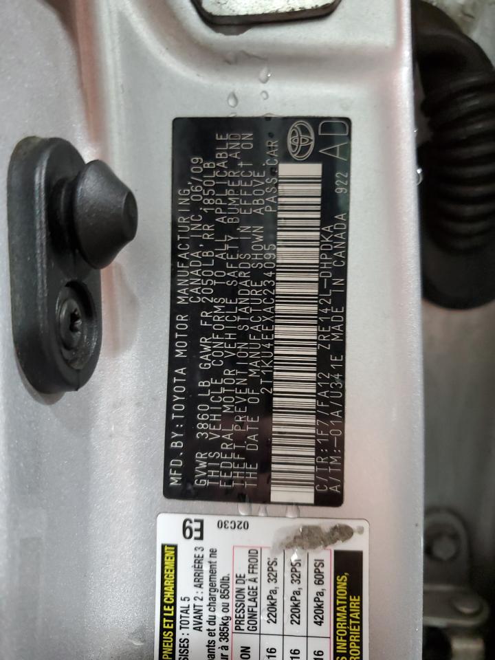 2010 Toyota Corolla Matrix VIN: 2T1KU4EEXAC234095 Lot: 62396325