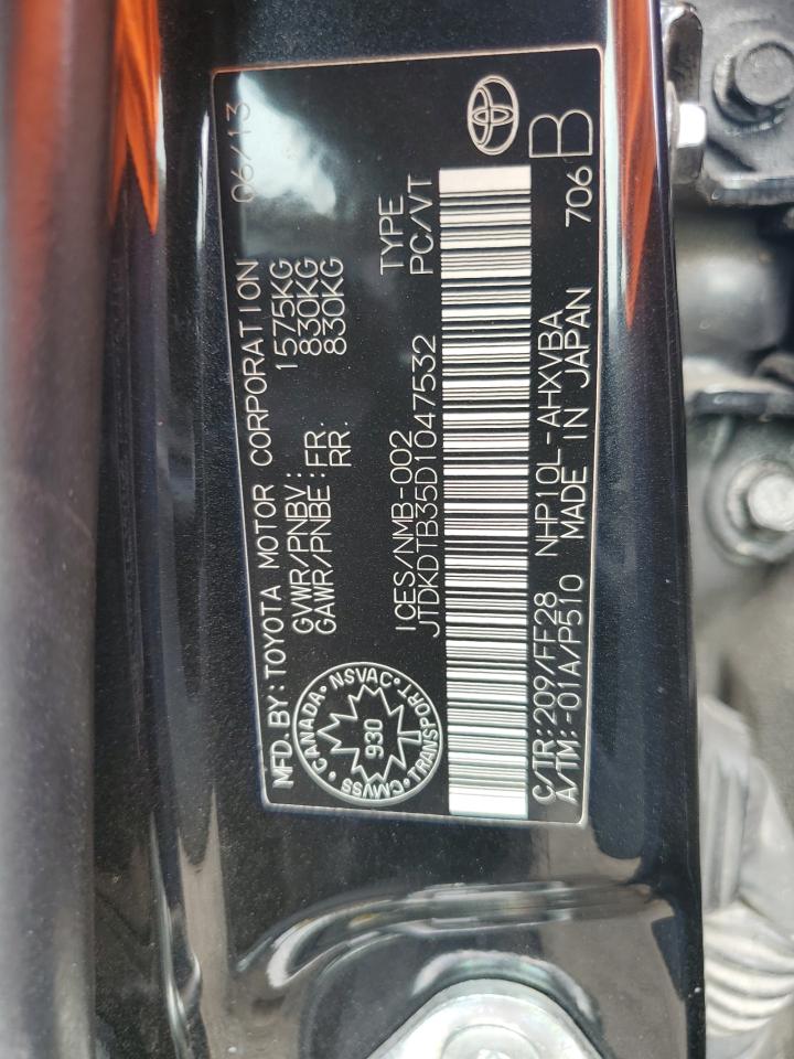 2013 Toyota Prius C VIN: JTDKDTB35D1047532 Lot: 62299145