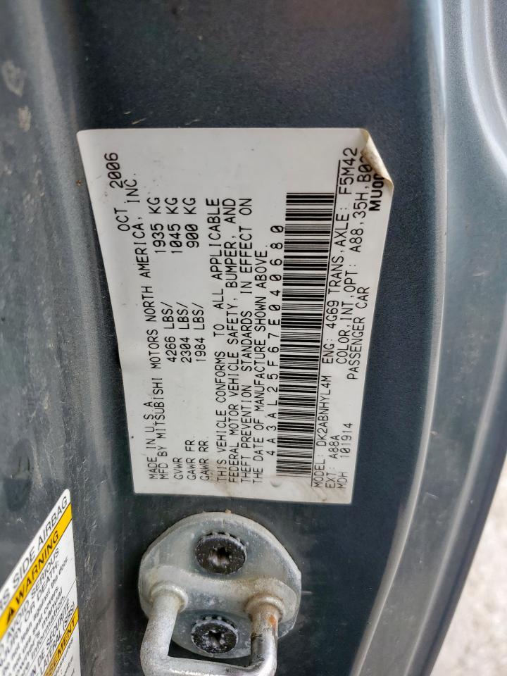2007 Mitsubishi Eclipse Spyder Gs VIN: 4A3AL25F67E040680 Lot: 60749415
