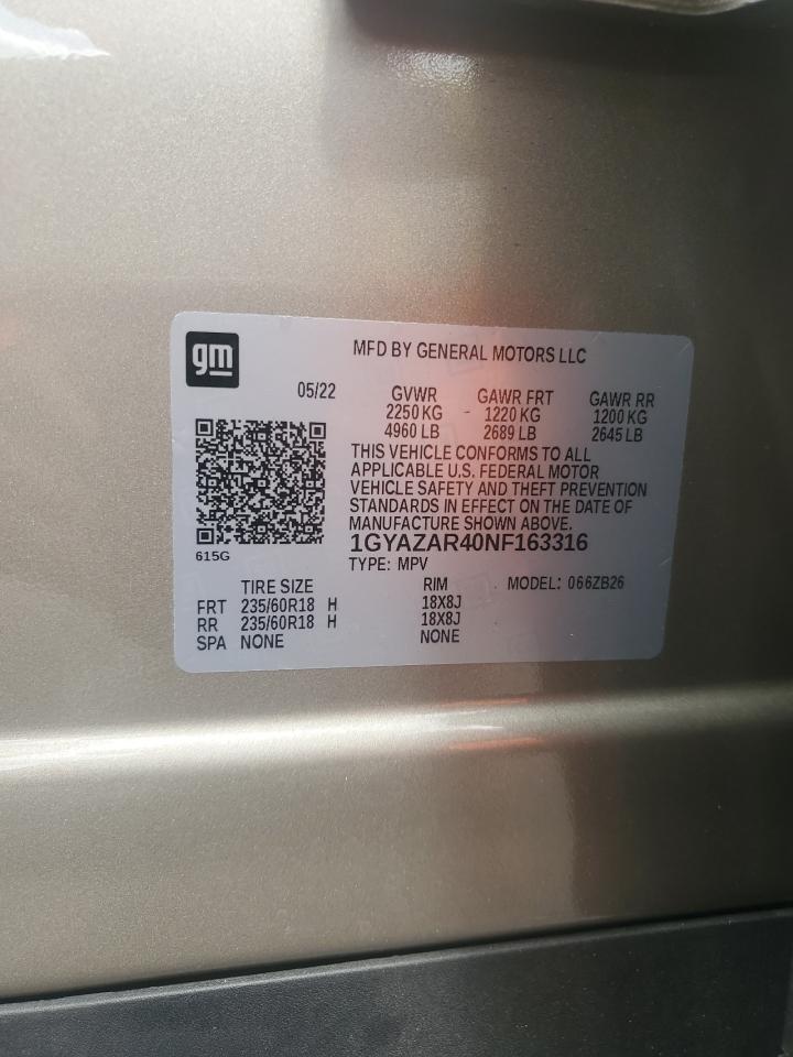 2022 Cadillac Xt4 Luxury VIN: 1GYAZAR40NF163316 Lot: 62450845