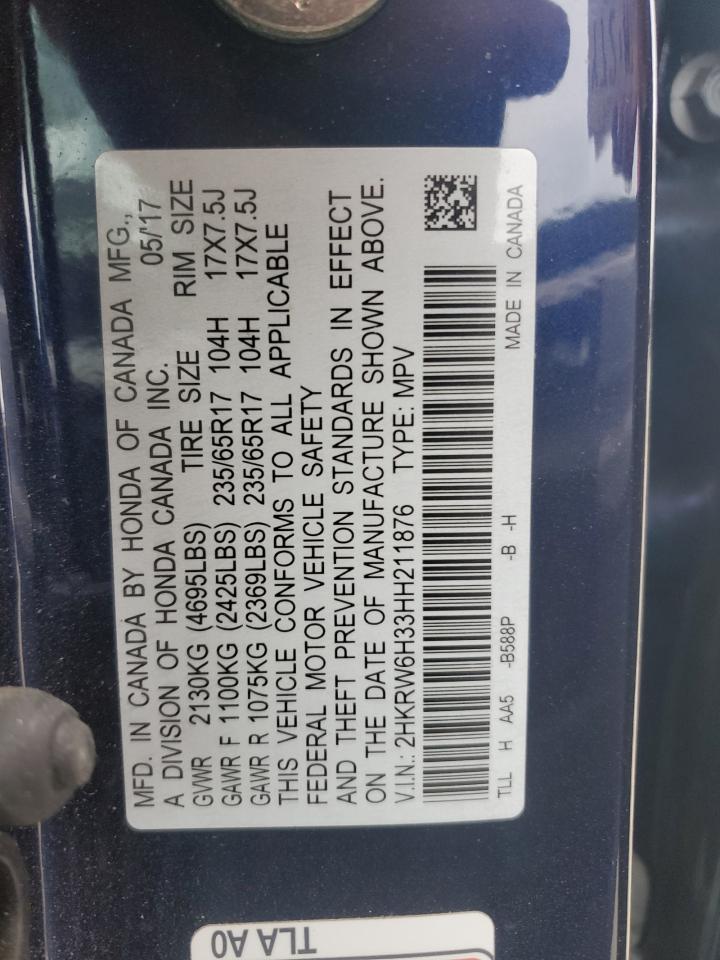 HONDA CRV 2017 VIN 2HKRW6H33HH211876 photo 13