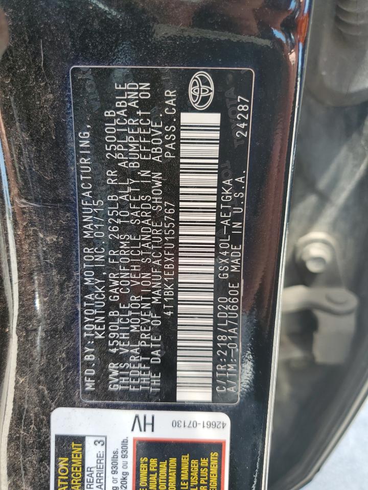2015 Toyota Avalon Xle VIN: 4T1BK1EBXFU155767 Lot: 61922025