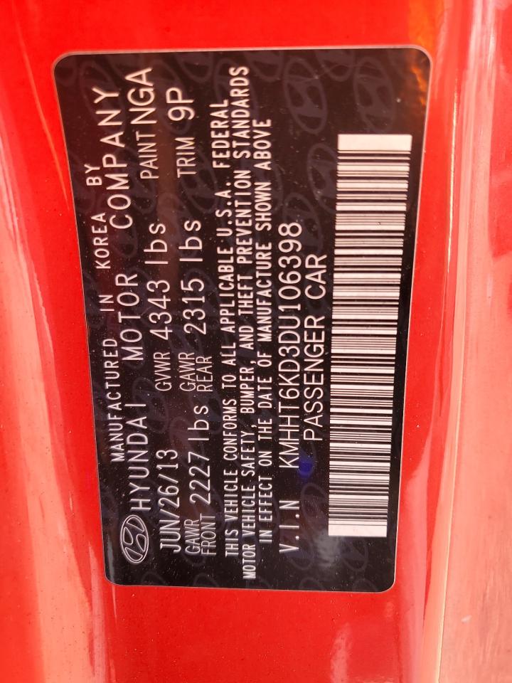 2013 Hyundai Genesis Coupe 2.0T VIN: KMHHT6KD3DU106398 Lot: 61728265