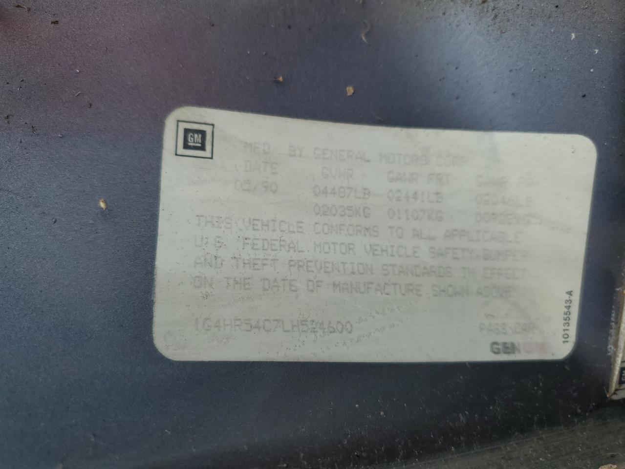 1990 Buick Lesabre Limited VIN: 1G4HR54C7LH524600 Lot: 59569895