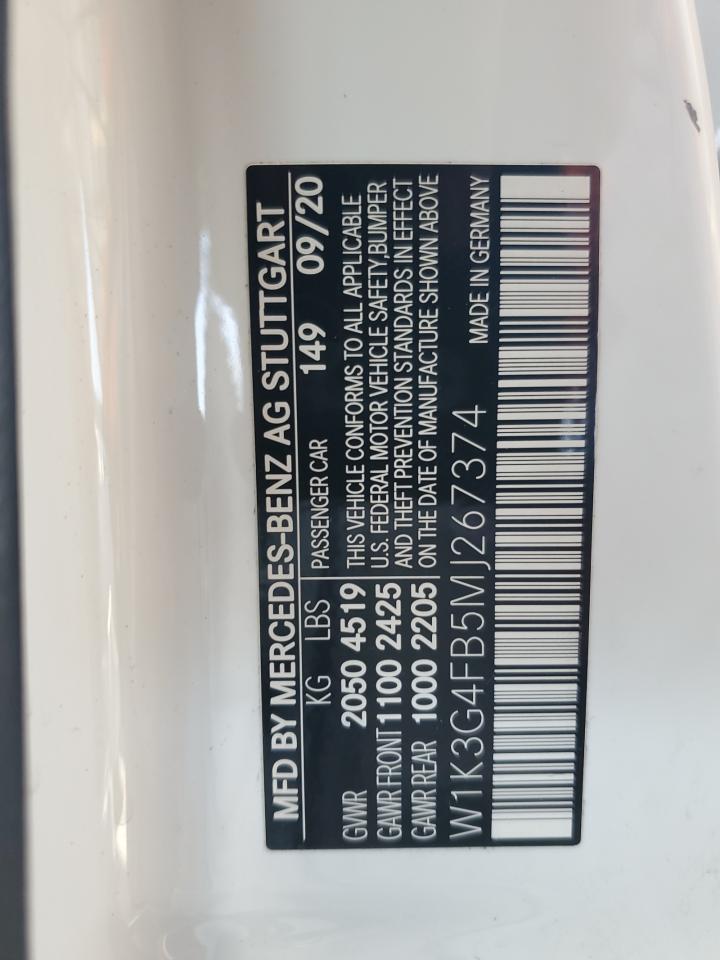2021 Mercedes-Benz A 220 4Matic VIN: W1K3G4FB5MJ267374 Lot: 61631645