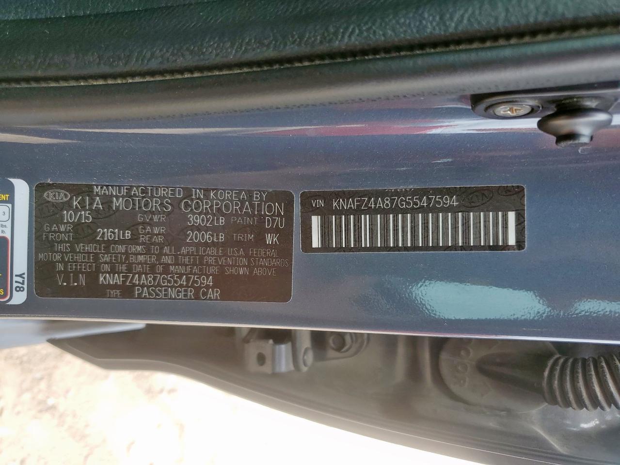 2016 Kia Forte Ex VIN: KNAFZ4A87G5547594 Lot: 61519575