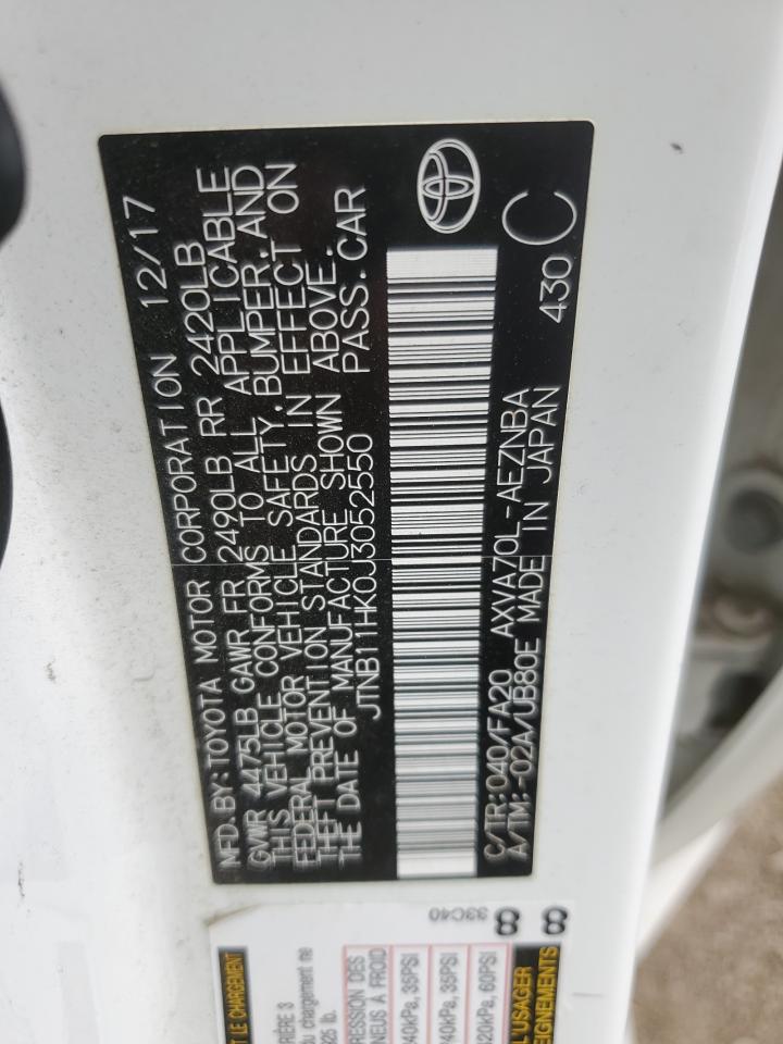 2018 Toyota Camry L VIN: JTNB11HK0J3052550 Lot: 62873515