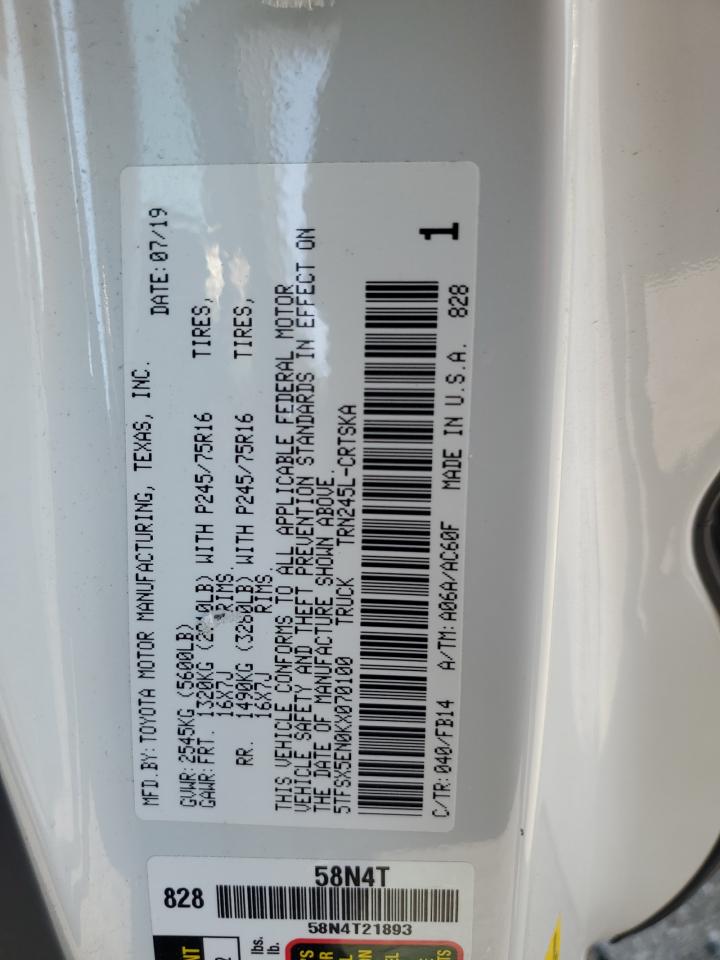 TOYOTA TACOMA 2019 VIN 5TFSX5EN0KX070100 фото 13
