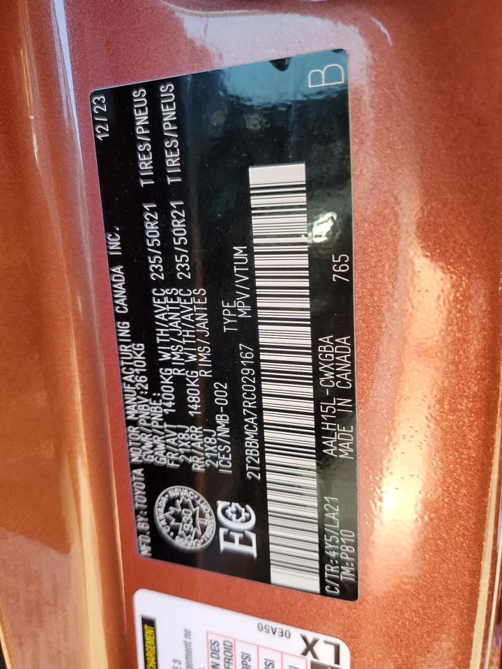2024 Lexus Rx 350H Base VIN: 2T2BBMCA7RC029167 Lot: 61201235