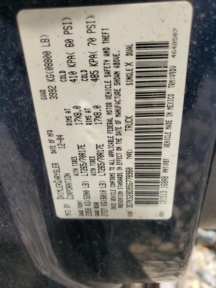 2005 Dodge Ram 2500 St VIN: 3D7KS28D95G778960 Lot: 62693095