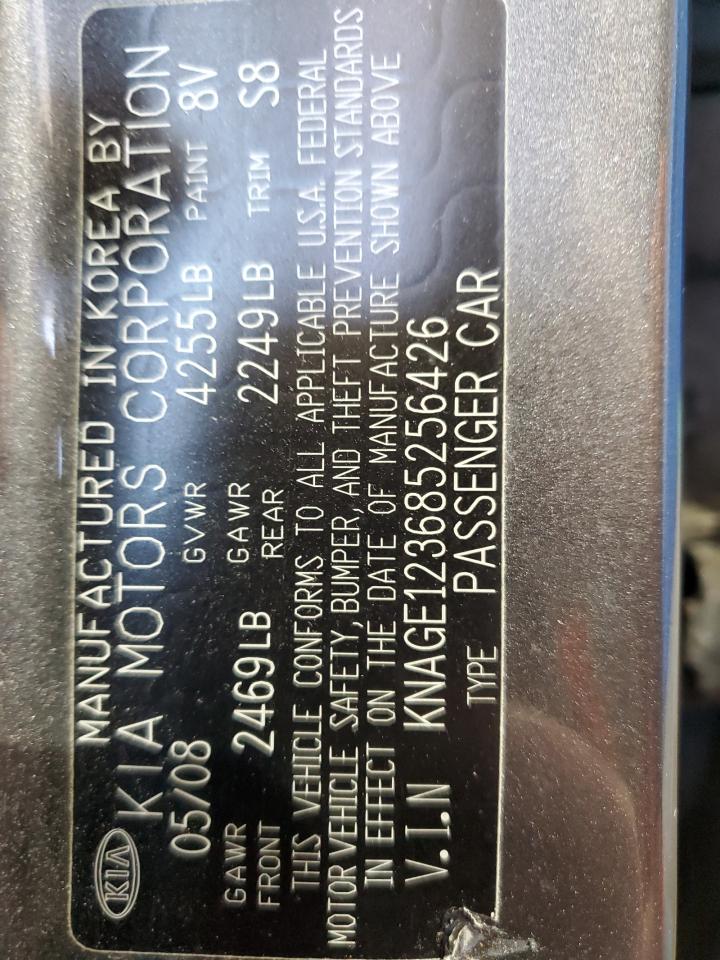 2008 Kia Optima Lx VIN: KNAGE123685256426 Lot: 59094445