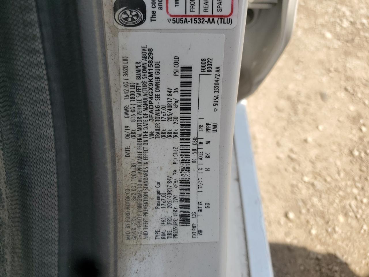 2019 Ford Fiesta St VIN: 3FADP4GX9KM158298 Lot: 62408115
