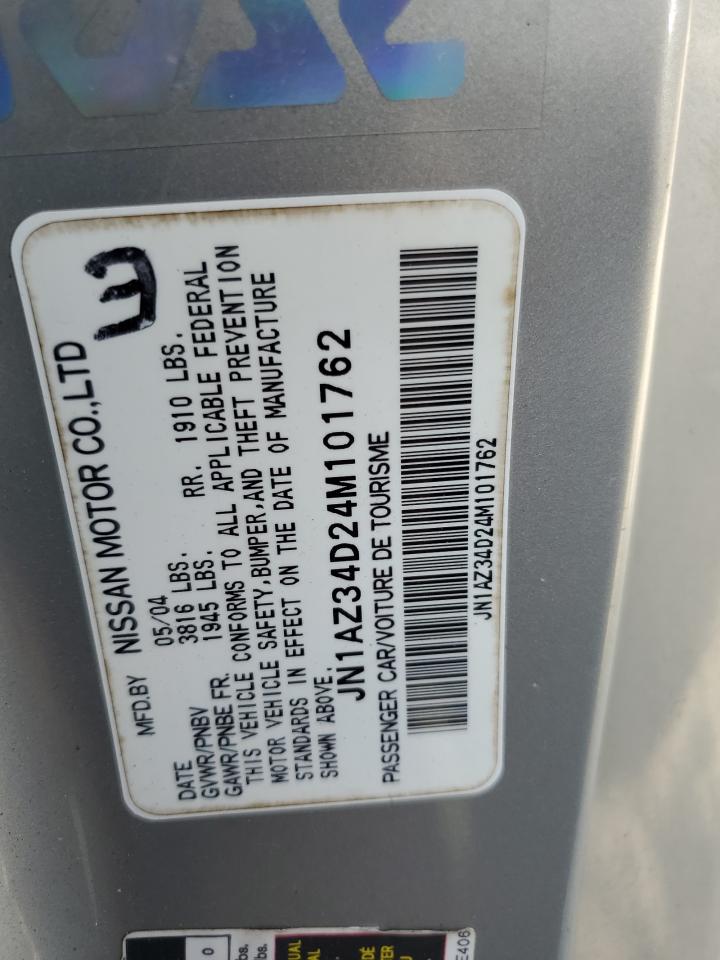 2004 Nissan 350Z Coupe VIN: JN1AZ34D24M101762 Lot: 62157255