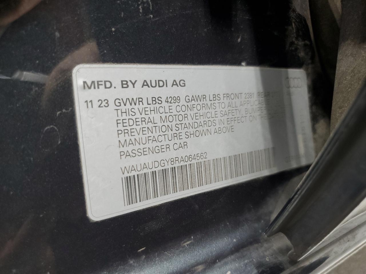 2024 Audi A3 Premium VIN: WAUAUDGY8RA064562 Lot: 63112585