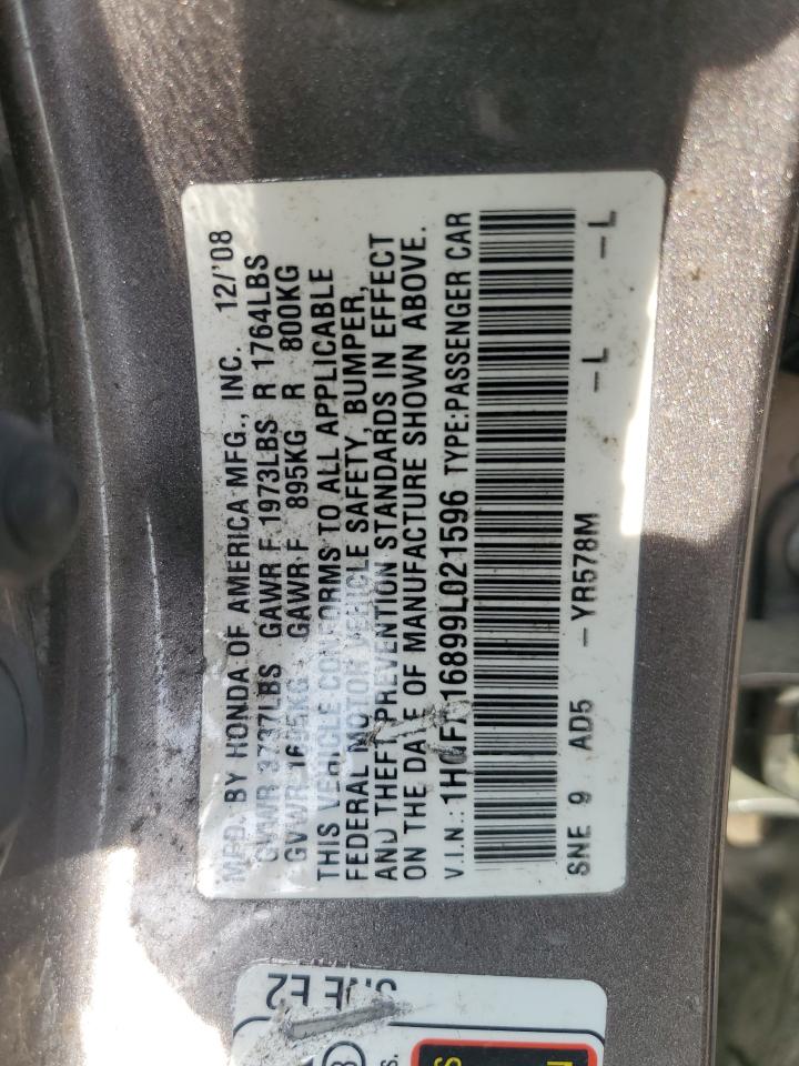 2009 Honda Civic Ex VIN: 1HGFA16899L021596 Lot: 62731625