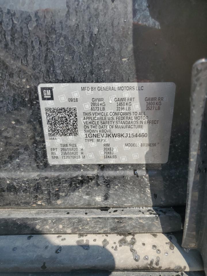 2019 Chevrolet Traverse High Country VIN: 1GNEVJKW8KJ154460 Lot: 59680115