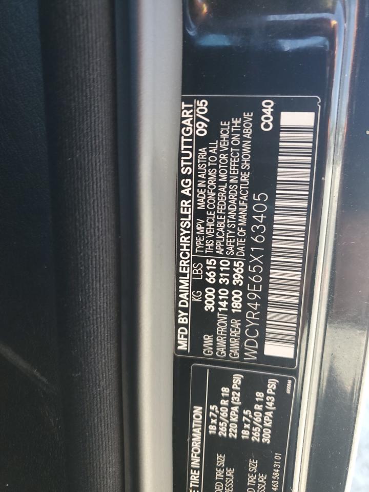 2005 Mercedes-Benz G 500 VIN: WDCYR49E65X163405 Lot: 61820895