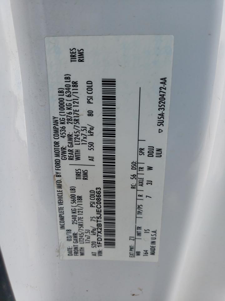 2018 Ford F250 Super Duty VIN: 1FD7X2BT5JEC08663 Lot: 60105635