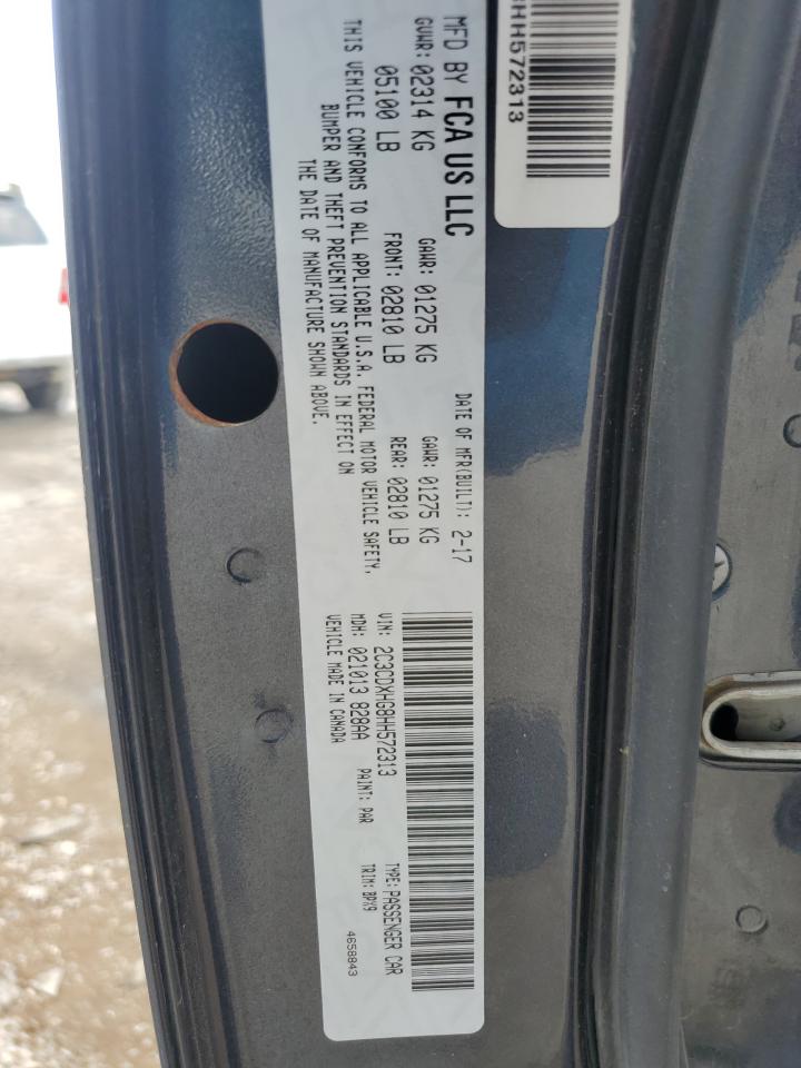 2017 Dodge Charger Sxt VIN: 2C3CDXHG8HH572313 Lot: 60210865