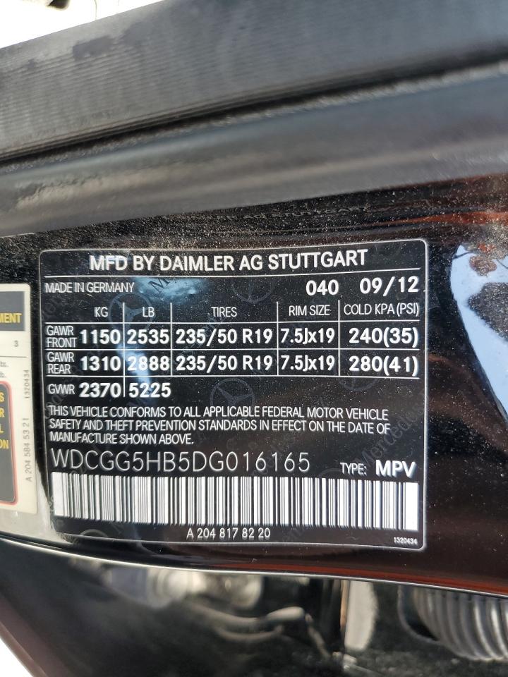 2013 Mercedes-Benz Glk 350 VIN: WDCGG5HB5DG016165 Lot: 61930985