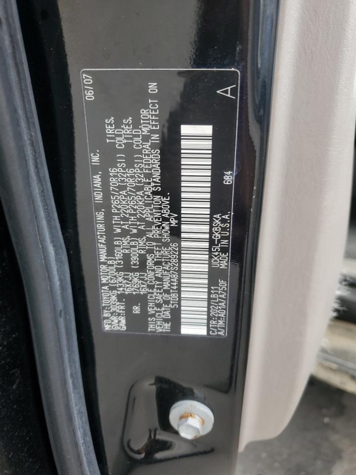 2007 Toyota Sequoia Sr5 VIN: 5TDBT44A87S289226 Lot: 60571855