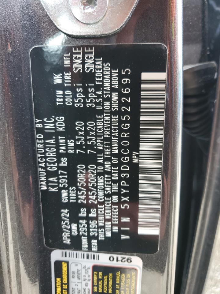 2024 Kia Telluride Ex VIN: 5XYP3DGC0RG522695 Lot: 62392895