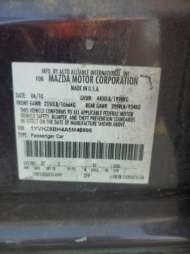 2010 Mazda 6 I VIN: 1YVHZ8BH4A5M45995 Lot: 61949455