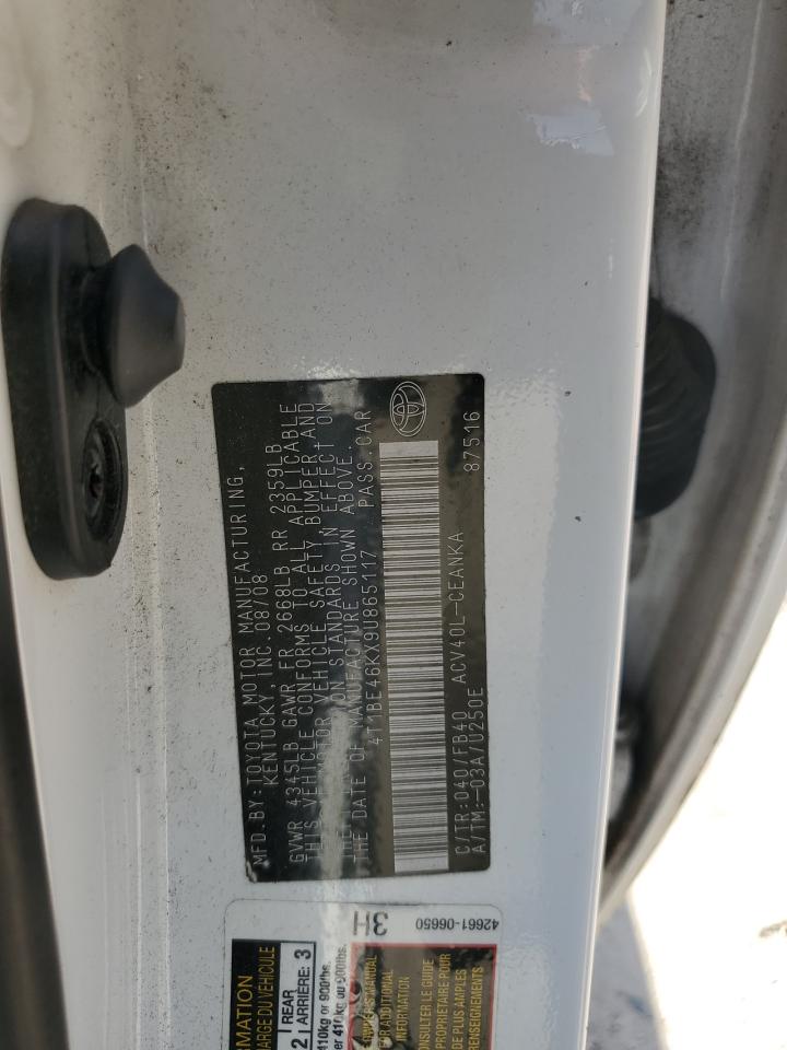 2009 Toyota Camry Base VIN: 4T1BE46KX9U865117 Lot: 62007095