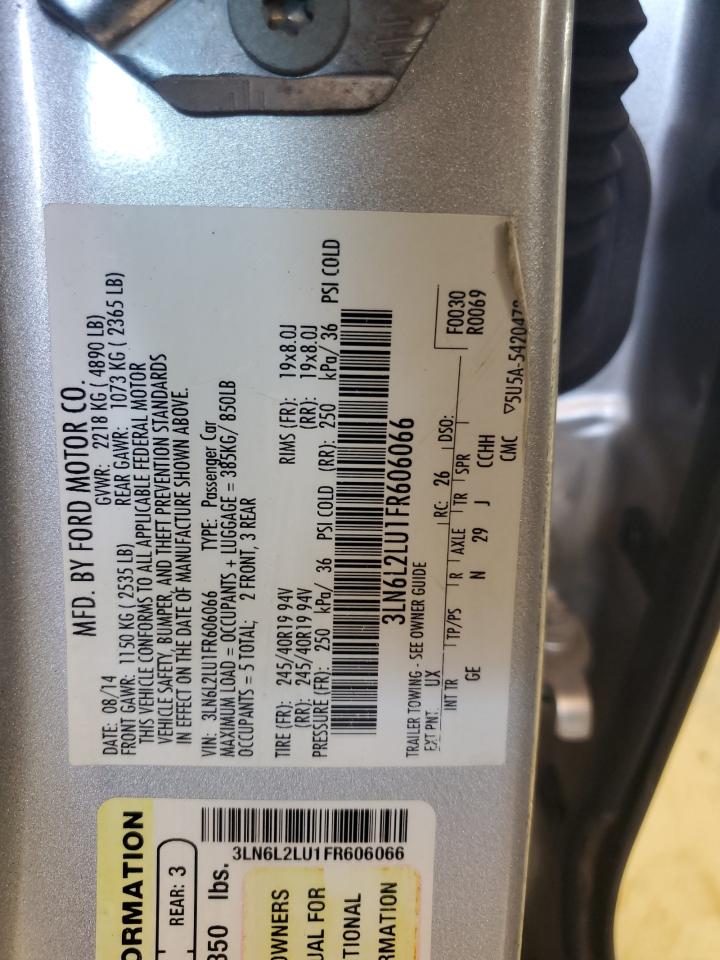2015 Lincoln Mkz Hybrid VIN: 3LN6L2LU1FR606066 Lot: 61955415