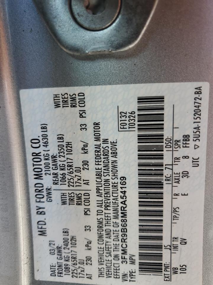 2021 Ford Bronco Sport Big Bend VIN: 3FMCR9B68MRA54169 Lot: 60883155