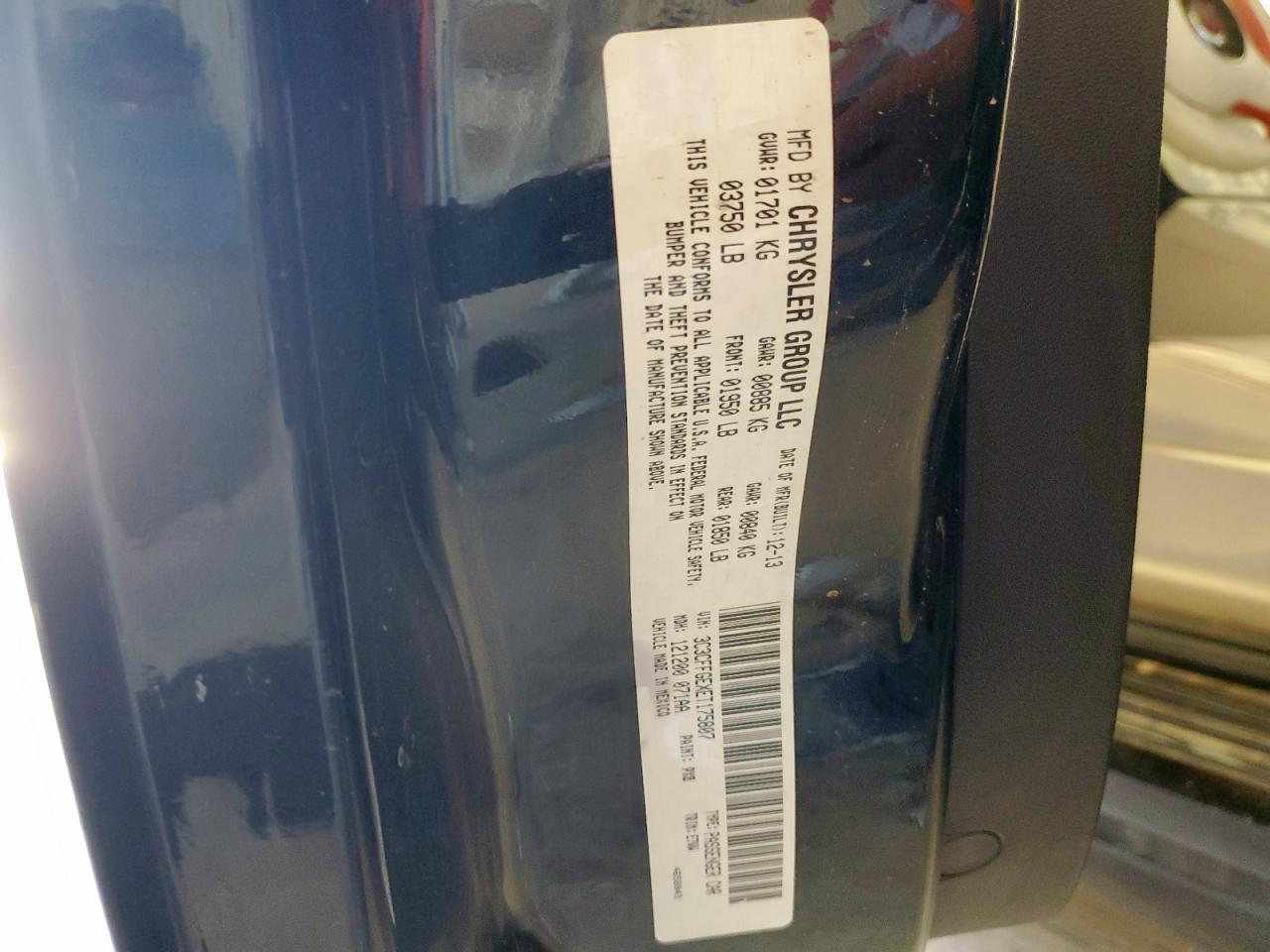 2014 Fiat 500 Electric VIN: 3C3CFFGEXET175807 Lot: 62706475