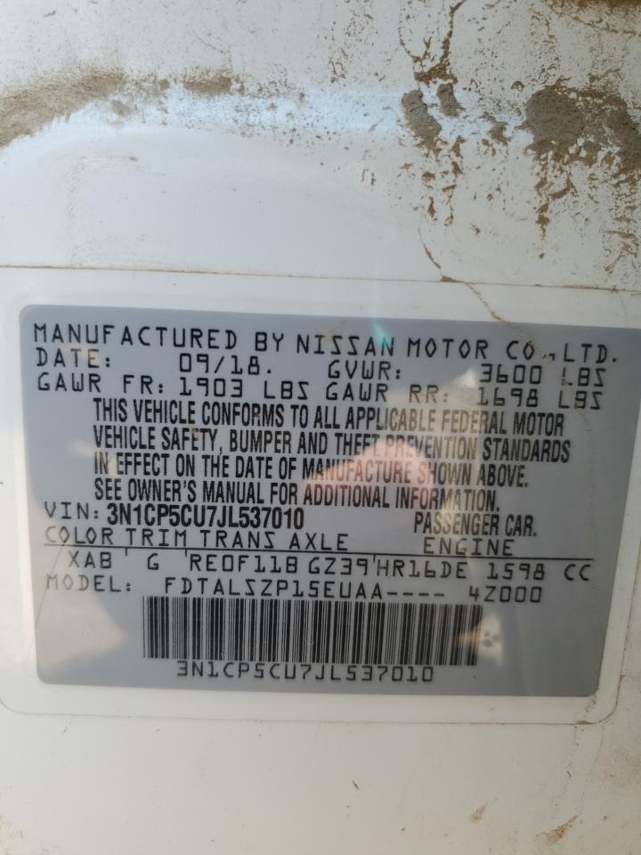 2018 Nissan Kicks S VIN: 3N1CP5CU7JL537010 Lot: 62675005