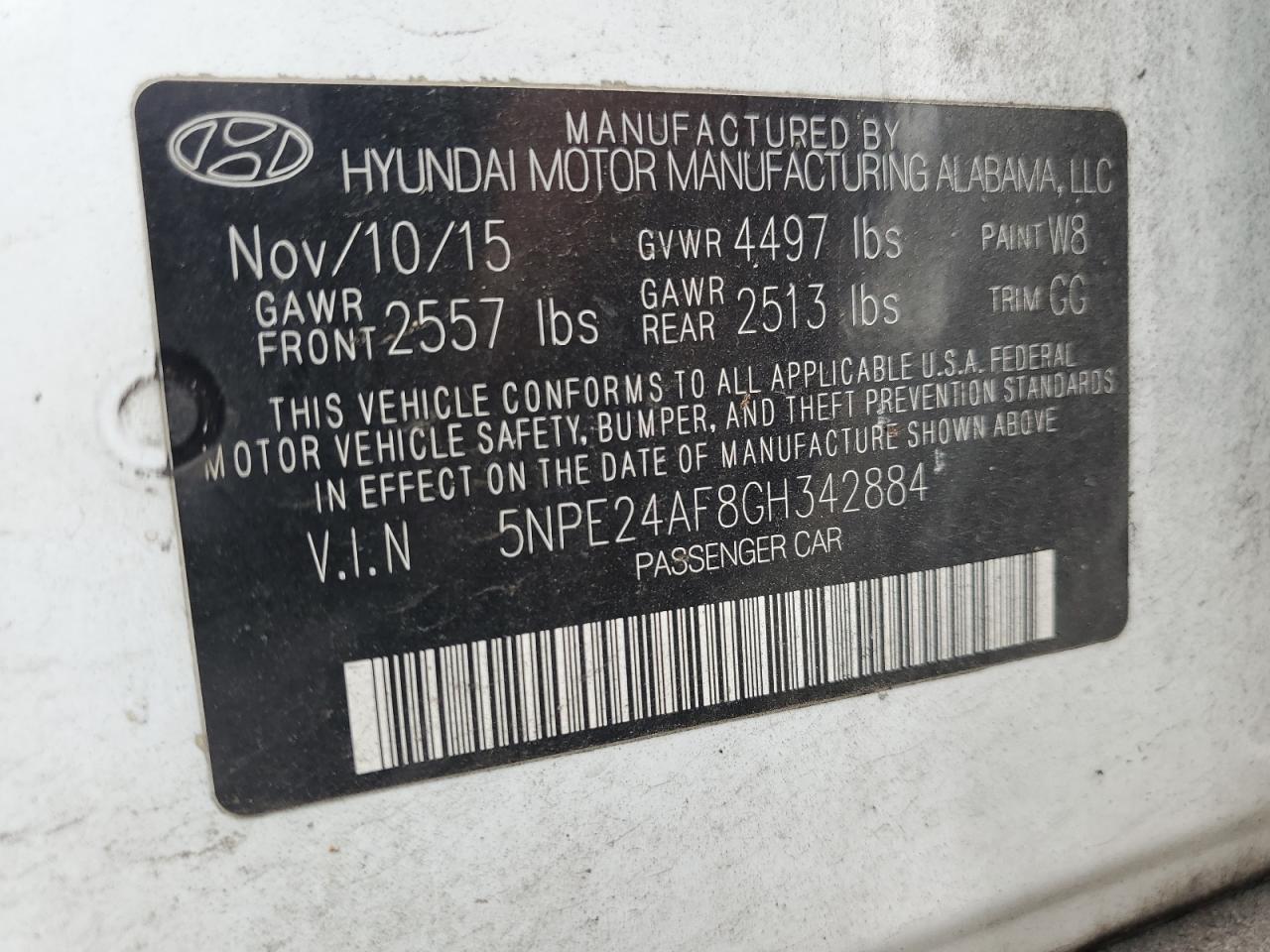 HYUNDAI SONATA 2016 VIN 5NPE24AF8GH342884 фото 12